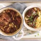 Traditionnel Coq au vin, tagliatelle