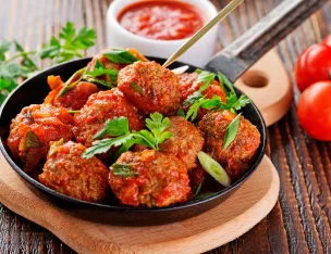 Boulettes sauce Provençale, Rostï de pommes de terre.