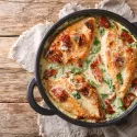 Escalope panée  la Piemontaise, linguine.