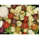 Salade de Pâtes aux Tomates cerises , mozzarella, pesto, Jambon Italien et Grissini