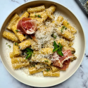 Rigatoni 4 fromages et Jambon d'Italie.