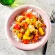 Curry vert de poisson aux légumes,  Riz blanc.