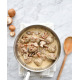 Potée de pommes de terre  aux poireaux & aux lardons, saucisse de campagne.